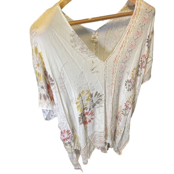 O’Neill White Floral Bohemian V Neck Butterfly Sleeve Swimsuit Coverup Sz S - Picture 4 of 10
